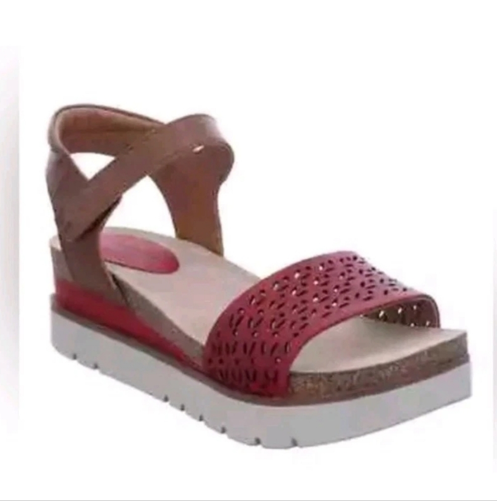 Women's Josef Seibel Leather Clea 09 Red Sandal Size 9/ Eu 41